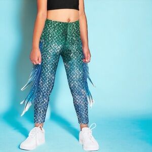 Mermaid Print High-Waisted Leggings for Girls - Soft & Stretchy Size 12, Costume